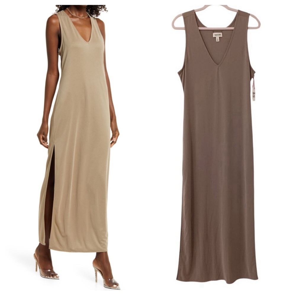 Open Edit Reversible Maxi Dress Size Medium Sleeveless V-Neck
